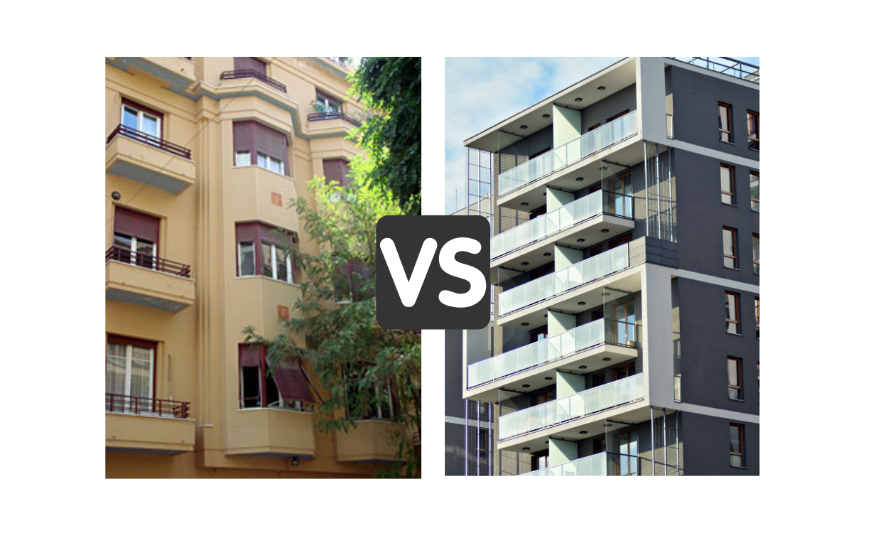 παλιό ακίνητο vs νεόδμητο ακινητο