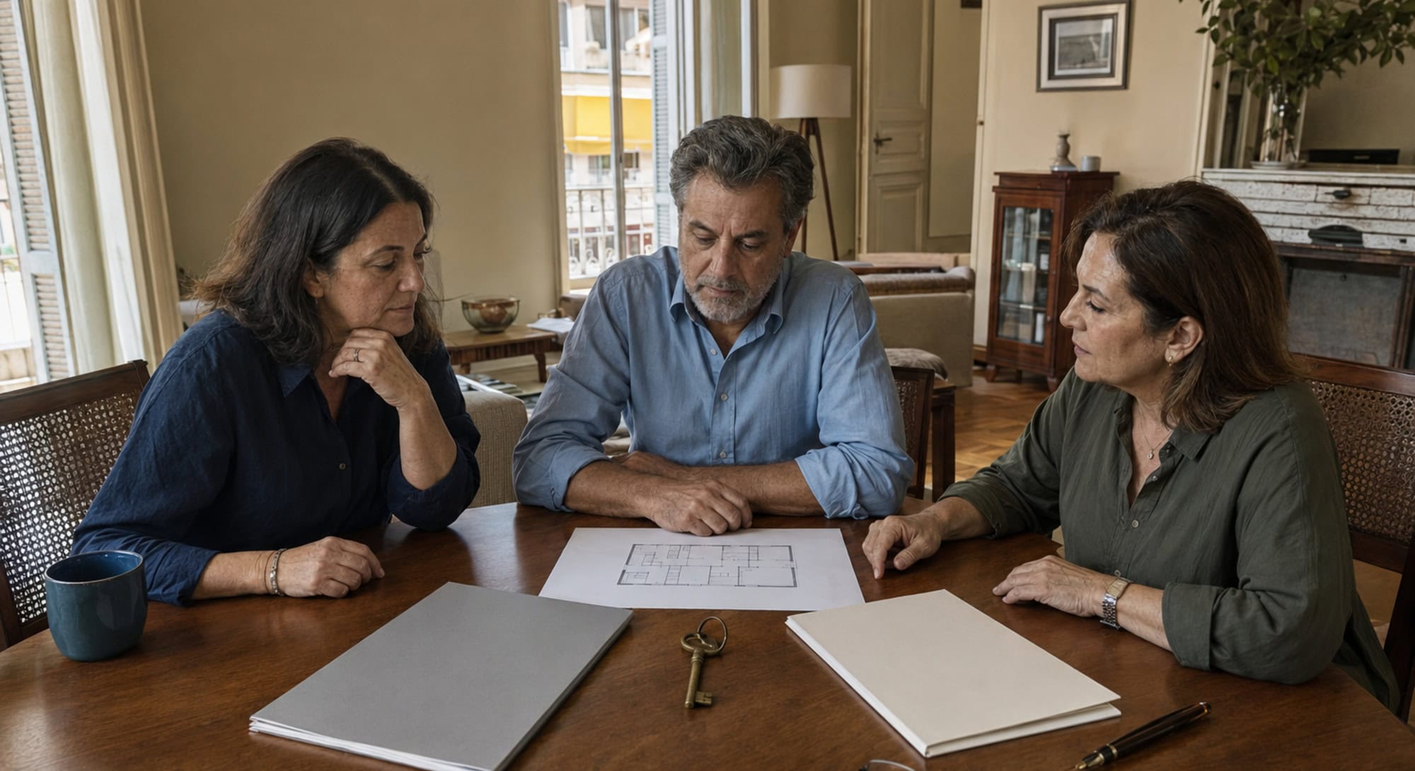 Greek inherited property valuation, siblings discussing their share